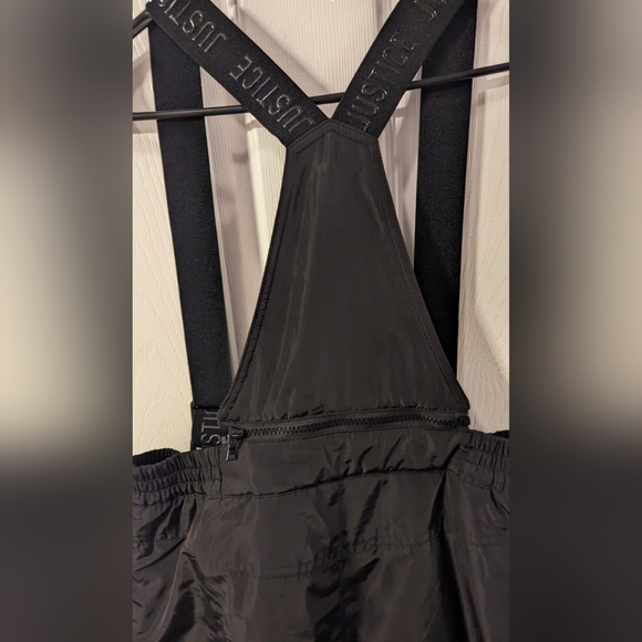 Justice Black Snow Suit Overalls- Size 10P Like New - Picture 3 of 7